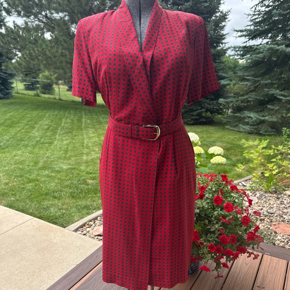 Talbots Red Wrap Silk Dress